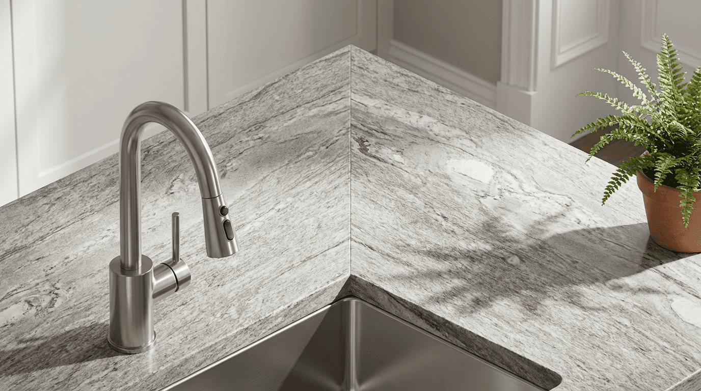 Finished kitchen counter and sink