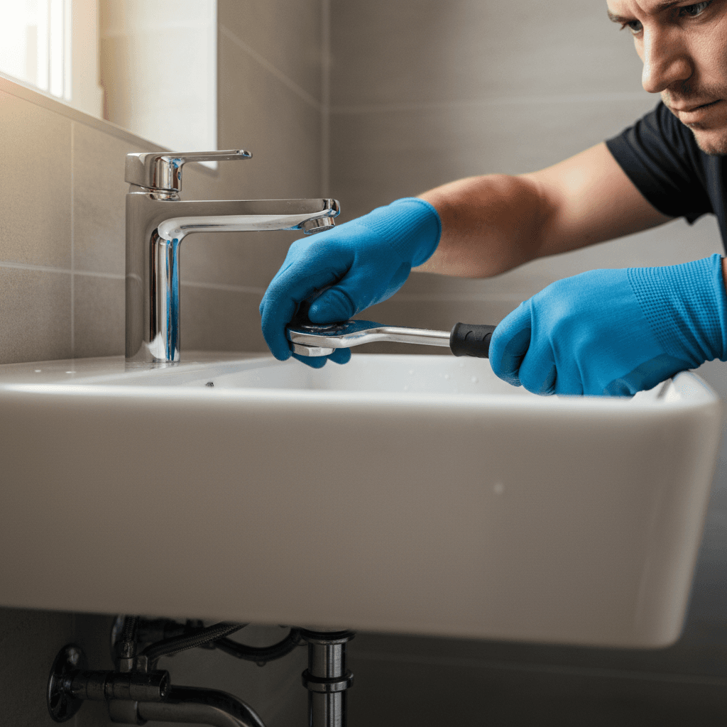 New sink installation with plumbing work