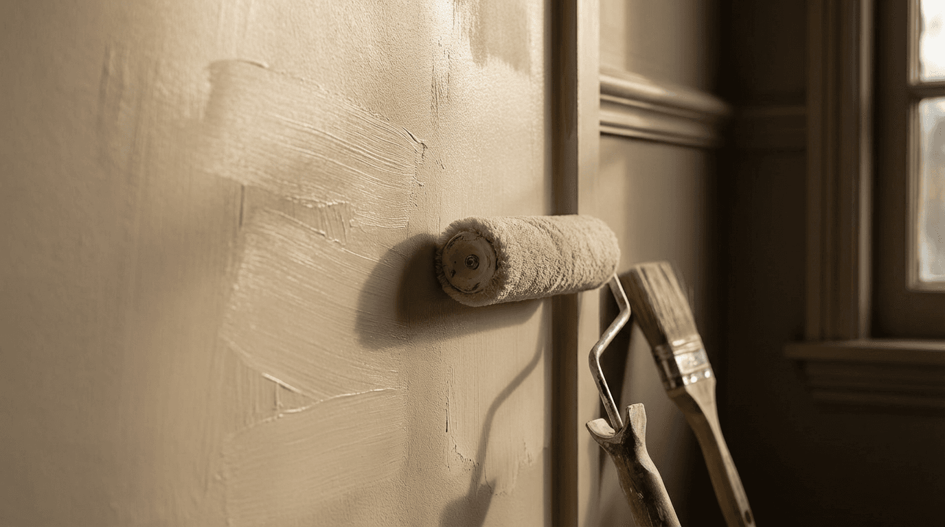Freshly painted wall in a New York apartment